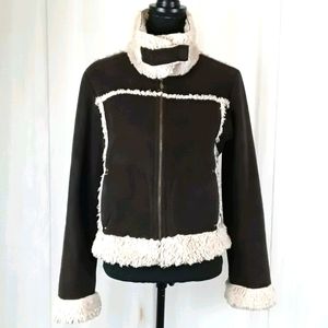The big chill sz L fuzzy brown coat
